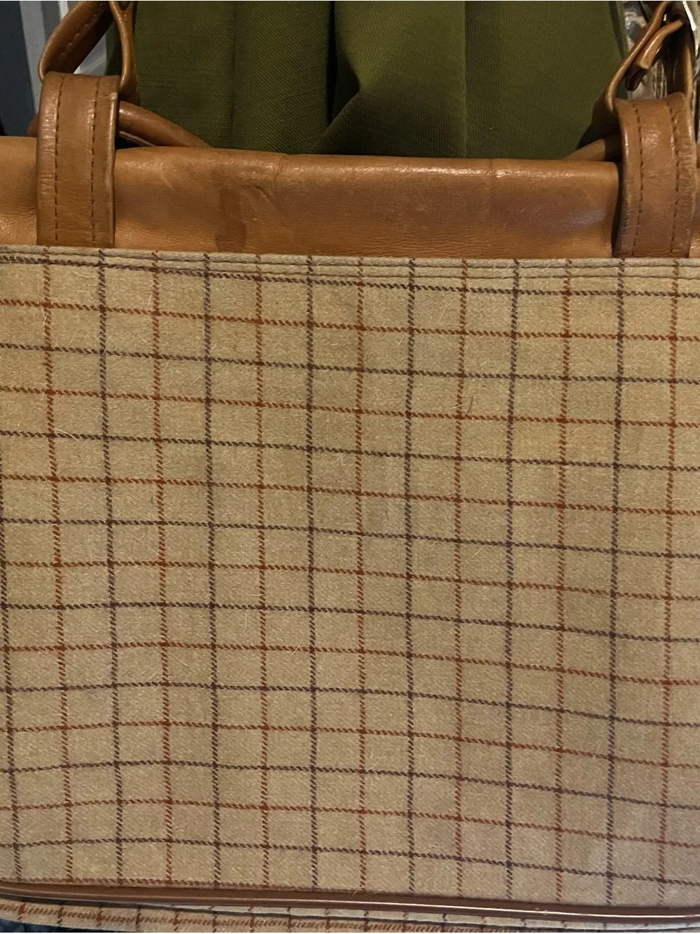 Classic Tan Leather & Plaid Women’s Tote